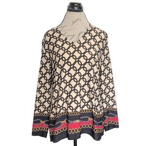 Chico's Blouse Sz 1 Sz M Sz 8 Status Frame Cutout Tunic Bohemian Lagenlook Retro